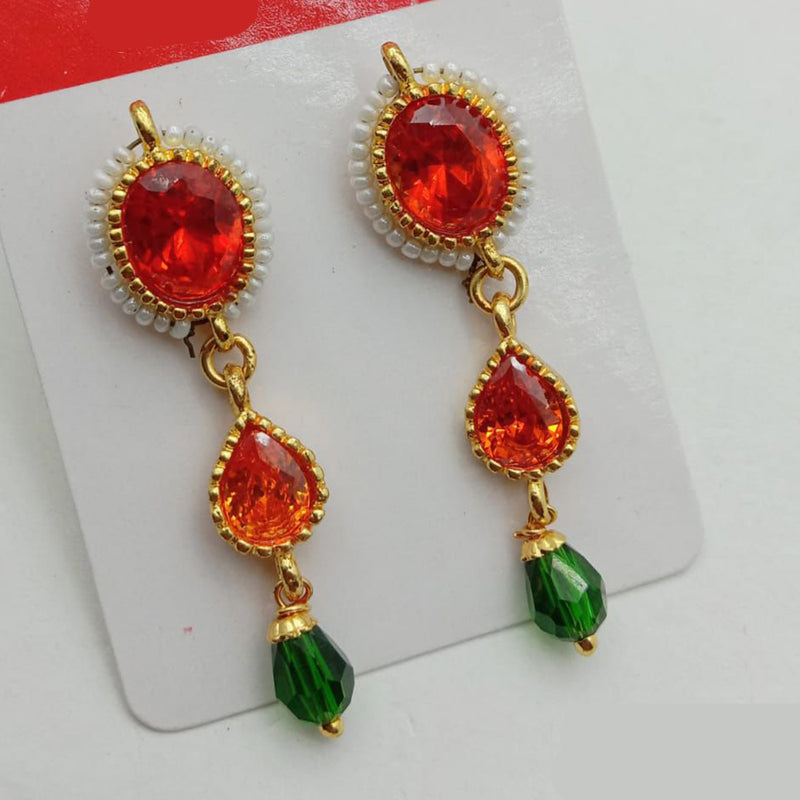 SP Jewellery Gold Plated Crystal Stone Dangler Earrings