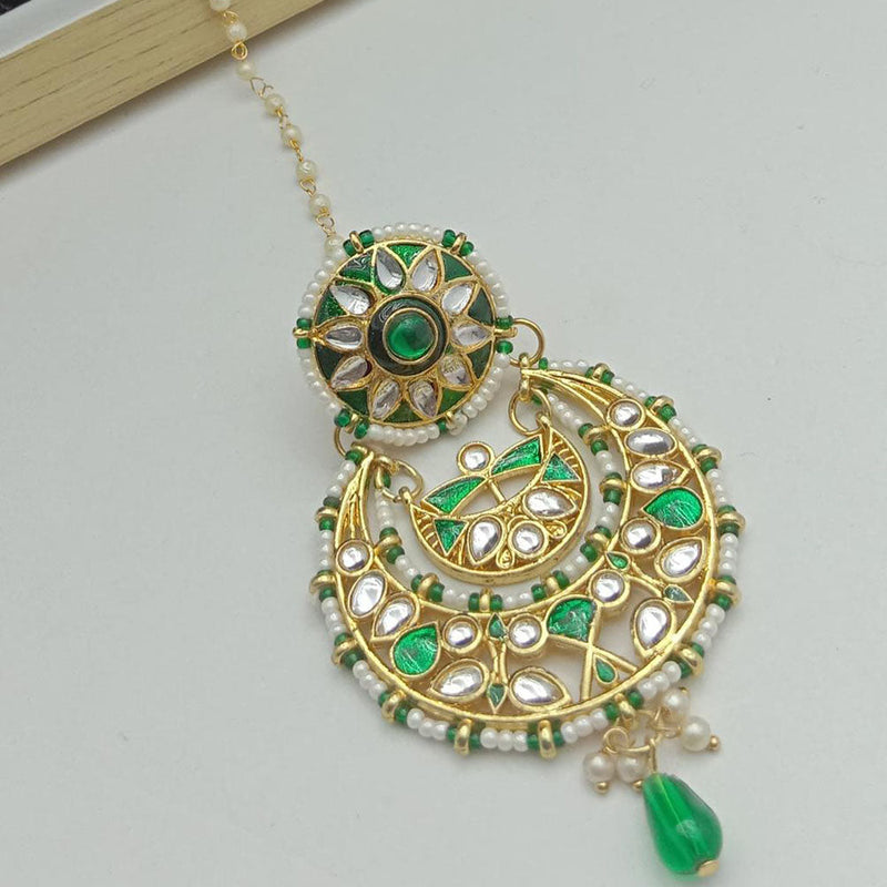 SP Jewellery Gold Plated Kundan Stone Maangtikka