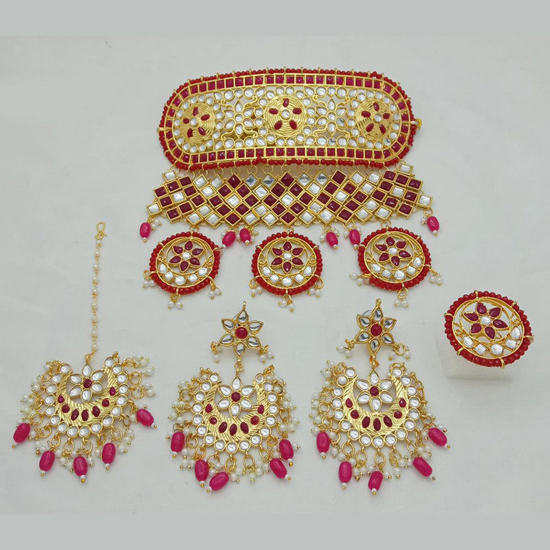 SP Jewellery Gold Plated Kundan Stone Necklace Set