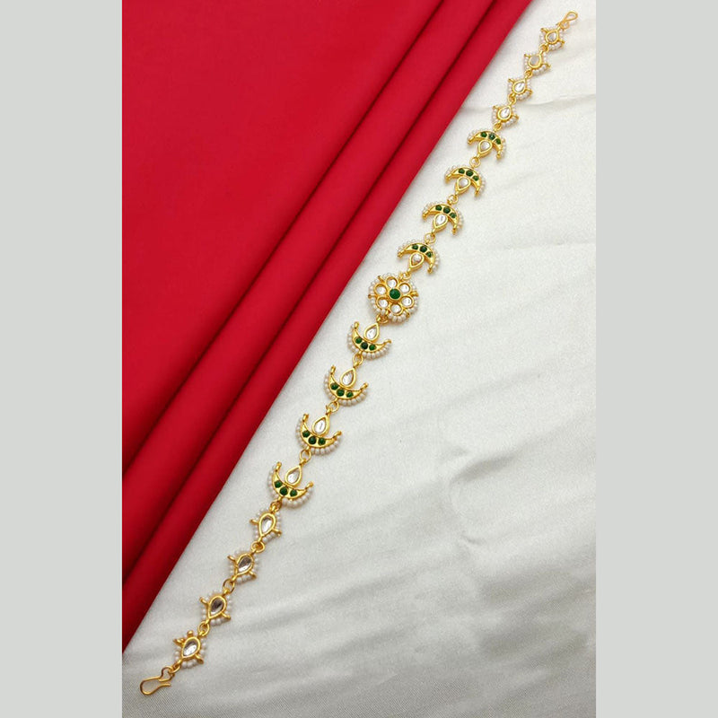 SP Jewellery Gold Plated Kundan Stone And Pearls Sheeshphool