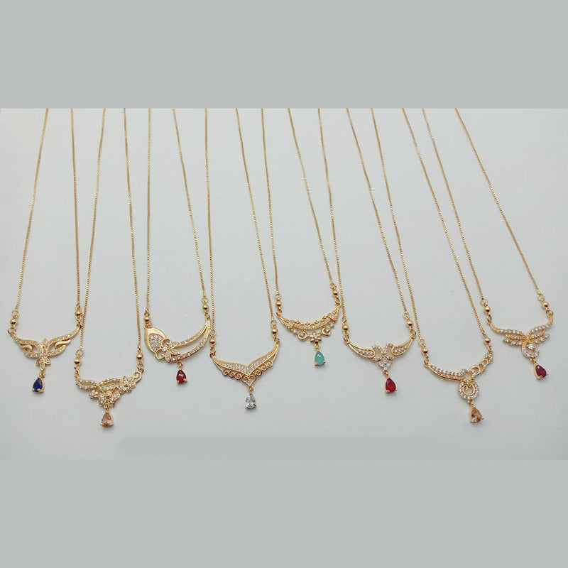 SP Jewellery Gold Plated Austrian Stone Chain Pendant Set (Assorted Design) ( 1 Piece Only )