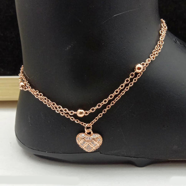 SP Jewellery Rose Gold Plated Austrian Stone Payal / Anklet