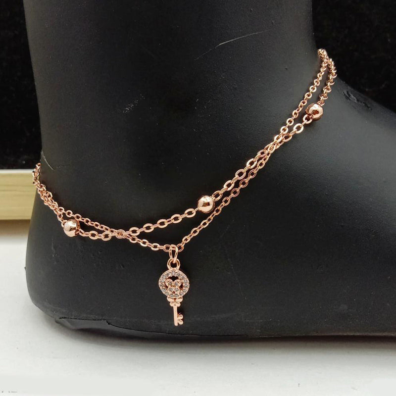 SP Jewellery Rose Gold Plated Austrian Stone Payal / Anklet