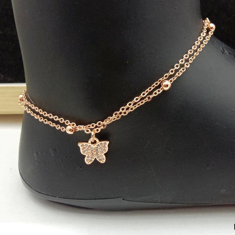 SP Jewellery Rose Gold Plated Austrian Stone Payal / Anklet