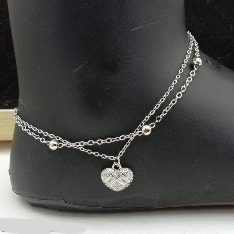 SP Jewellery Silver Plated Austrian Stone Payal / Anklet