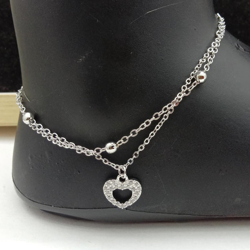 SP Jewellery Silver Plated Austrian Stone Payal / Anklet