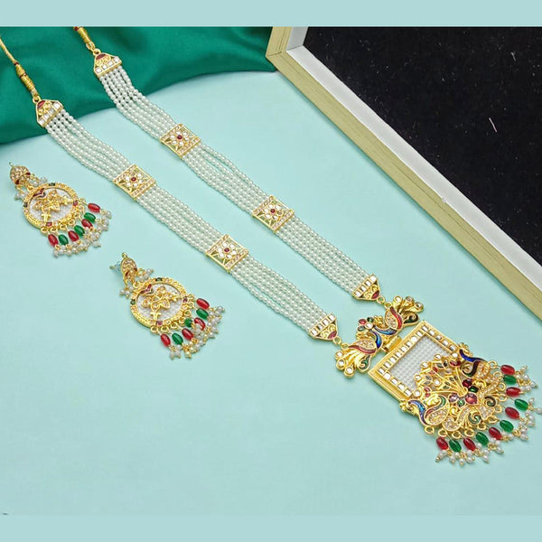 SP Jewellery Gold Plated Pearl And Beads Long Necklace Set