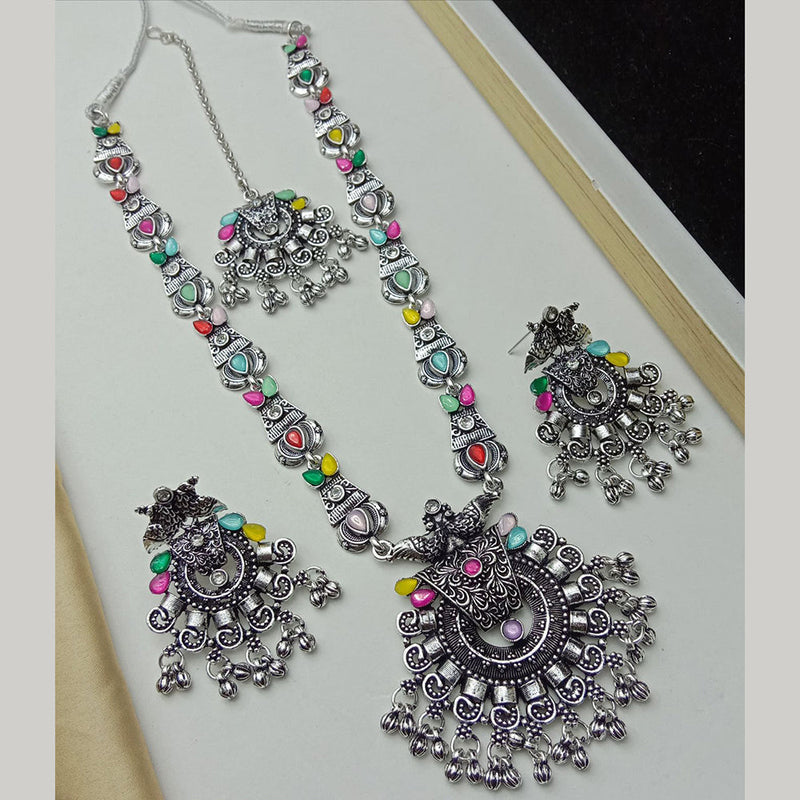 SP Jewellery Oxidised Plated Pota Stone Necklace Set