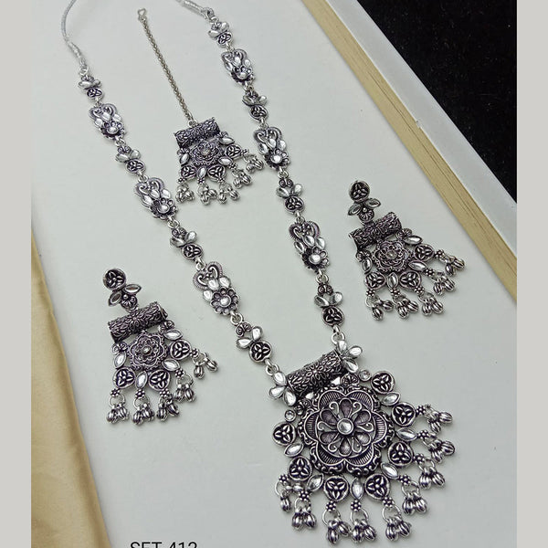 SP Jewellery Oxidised Plated Kundan Stone Necklace Set