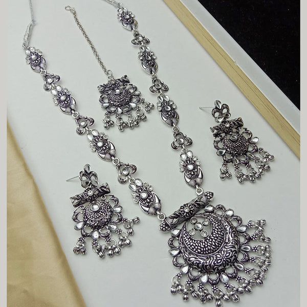 SP Jewellery Oxidised Plated Kundan Stone Necklace Set