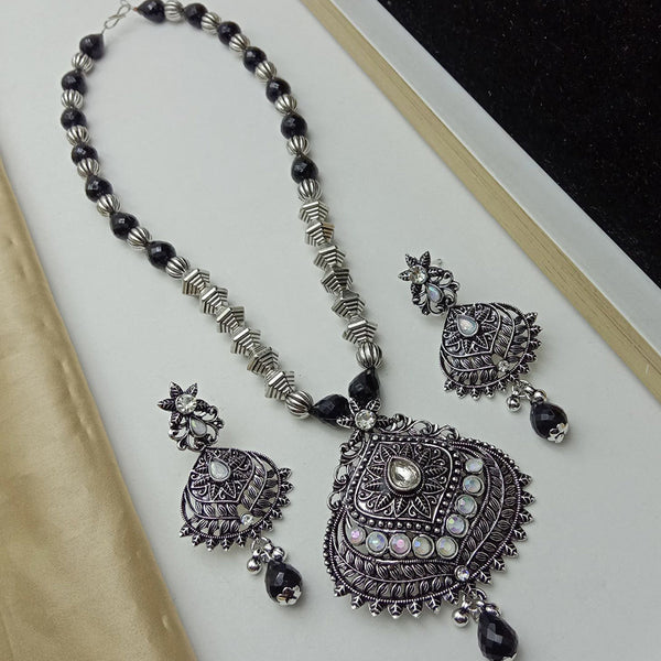 SP Jewellery Oxidised Plated Crystal Stone Necklace Set