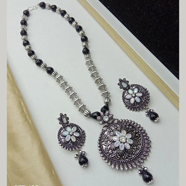 SP Jewellery Oxidised Plated Crystal Stone Necklace Set