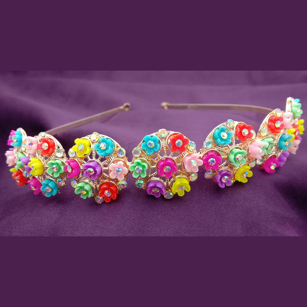 SP Jewellery Gold Plated Multi Color Flower Hair Band