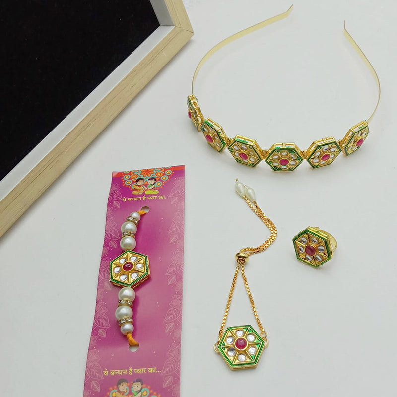 SP Jewellery Gold Plated  Kundan Stone Jewellery Combo