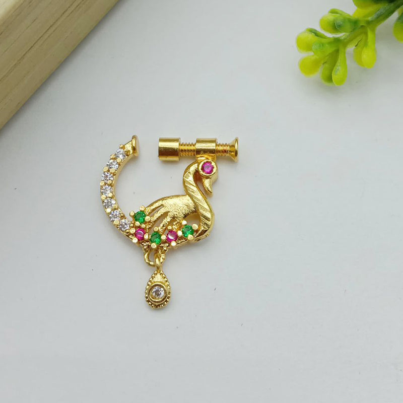 SP Jewellery Gold Plated Austrian Stone Peacock Nose Ring