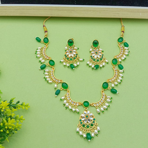 SP Jewellery Gold Plated Kundan Stone Necklace Set