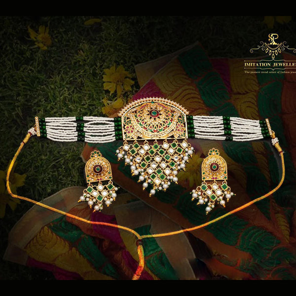 SP Jewellery Meenakari & Kundan Stone Choker Necklace Set