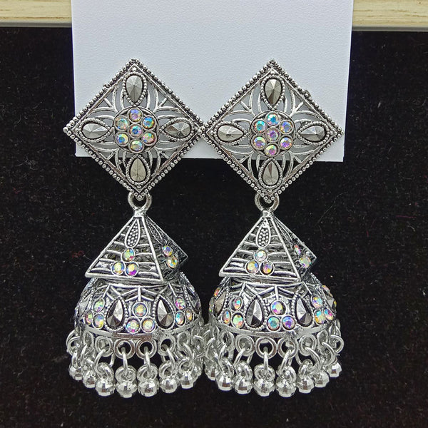 SP Jewellery Oxidised Plated Austrian Stone Jhumki Earrings