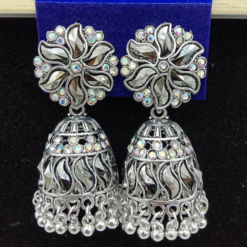 SP Jewellery Oxidised Plated Austrian Stone Jhumki Earrings