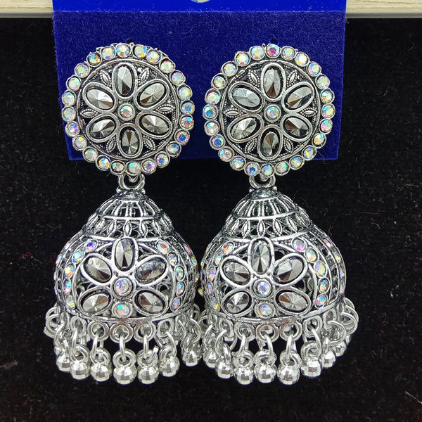 SP Jewellery Oxidised Plated Austrian Stone Jhumki Earrings