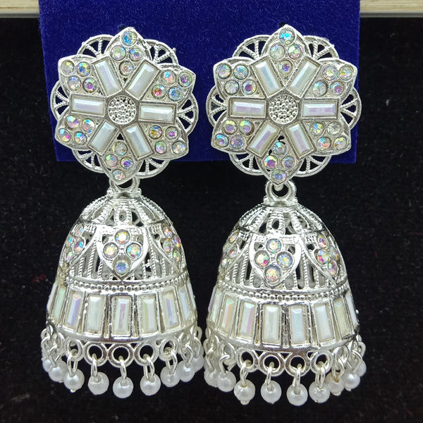 SP Jewellery Oxidised Plated Austrian Stone Jhumki Earrings