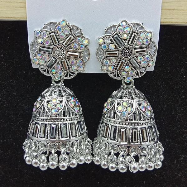 SP Jewellery Oxidised Plated Austrian Stone Jhumki Earrings