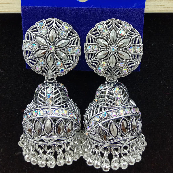 SP Jewellery Oxidised Plated Austrian Stone Jhumki Earrings