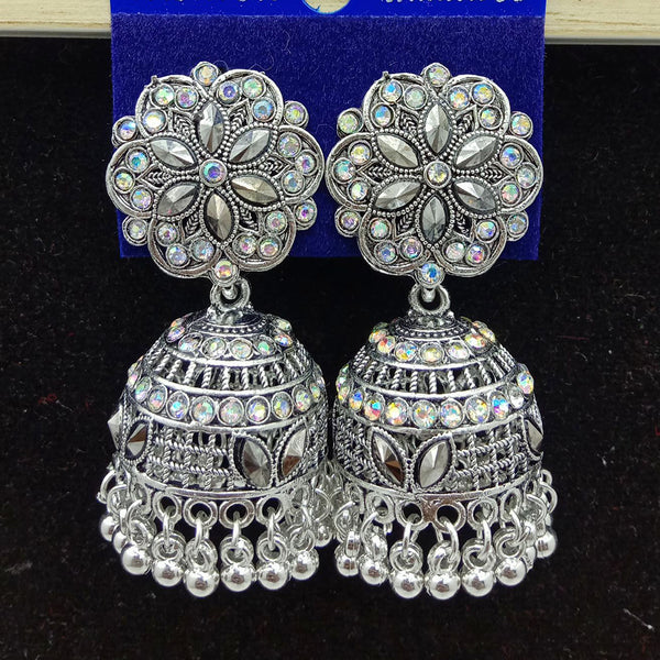 SP Jewellery Oxidised Plated Austrian Stone Jhumki Earrings