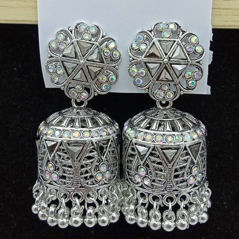 SP Jewellery Oxidised Plated Austrian Stone Jhumki Earrings