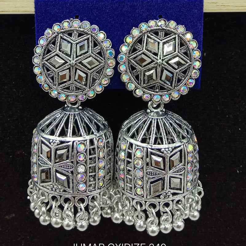 SP Jewellery Oxidised Plated Austrian Stone Jhumki Earrings