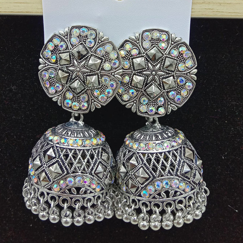 SP Jewellery Oxidised Plated  Austrian Stone Jhumki Earrings