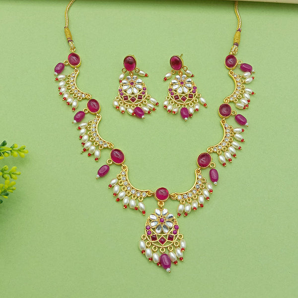 SP Jewellery Gold Plated Austrian Stone And Pearls Necklace Set