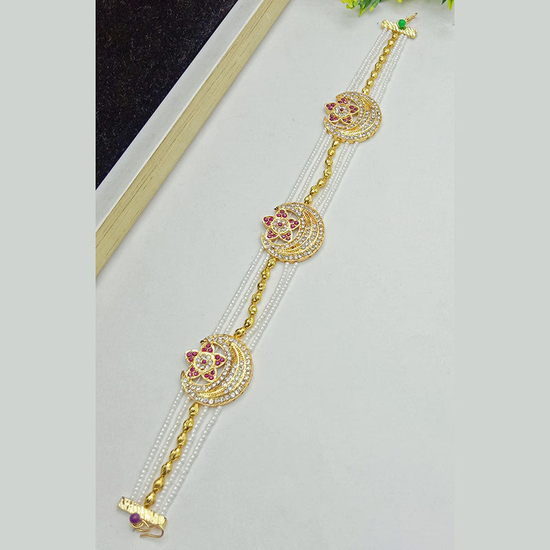 SP Jewellery Gold Plated Austrian Stone And  Pearls Sheeshphool