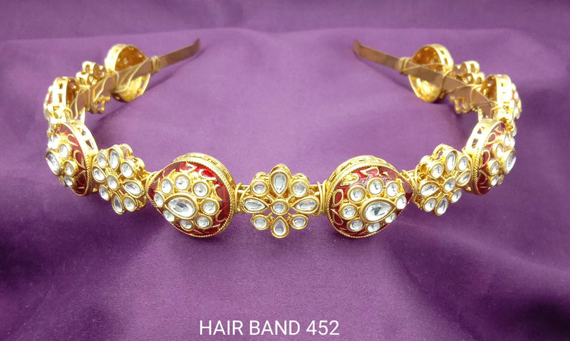 SP Jewellery Gold Plated  Kundan Stone Hair Band