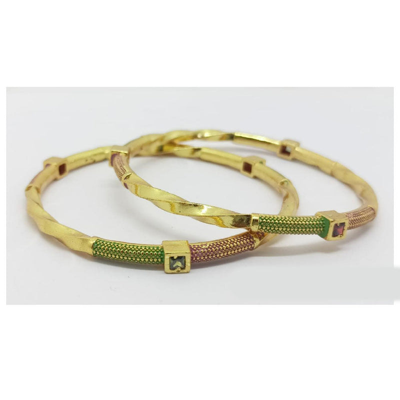 SP Jewellery Gold Plated Pota Stone Bangle Set