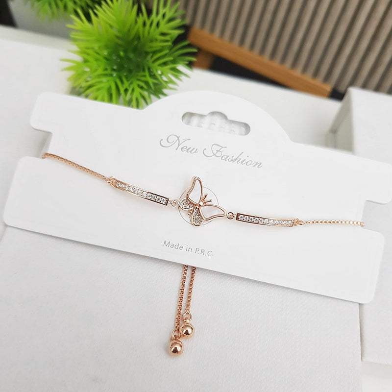 SP Jewellery Rose Gold Plated Austrian Stone Adjustable Bracelet