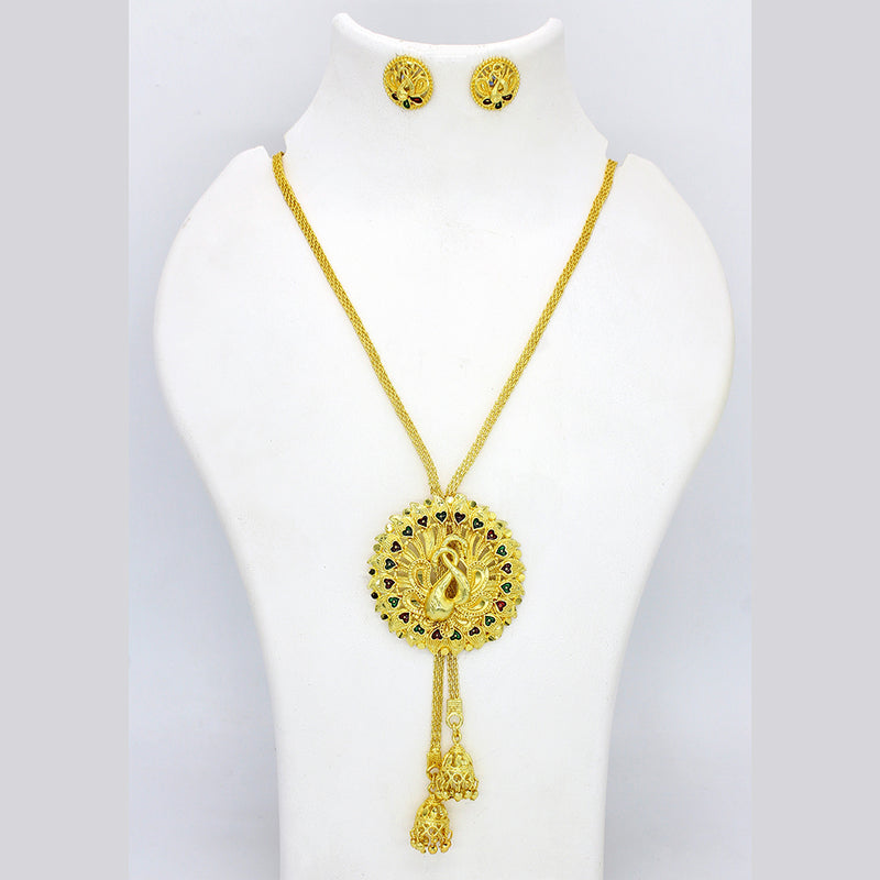 Mahavir Dye Gold Plated Long Necklace Set