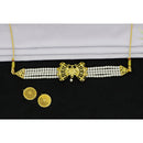 Mahavir Gold Plated Pearl Choker Necklace Set