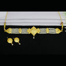 Mahavir Traditional Gold Forming Look Pearl Choker Necklace Set