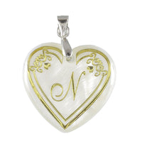 Urthn Alphabet N" Heart Shaped Shell Pendant