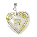 Urthn Alphabet R" Heart Shaped Shell Pendant