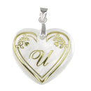 Urthn U Alphabet Silver Plated Heart Shape Pendant