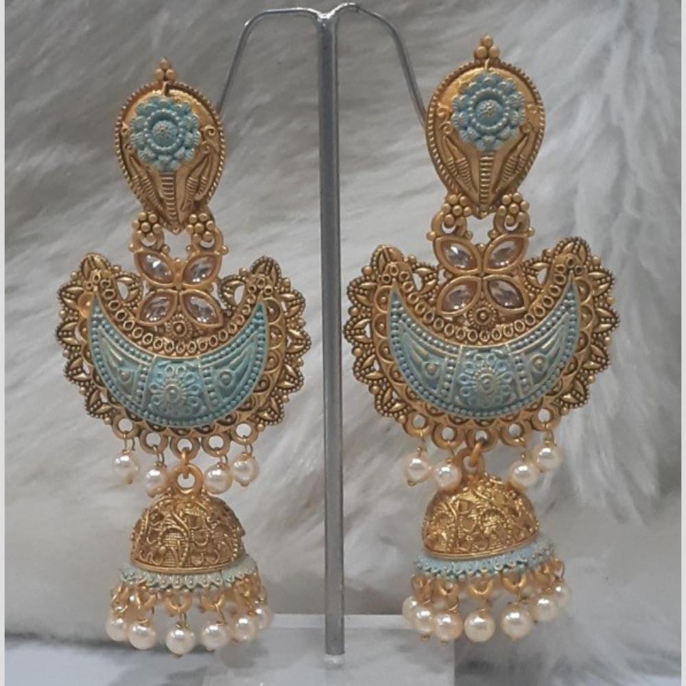 Infinity Jewels Gold Plated Crystal Stone And Meenakari Jhumki Earrings