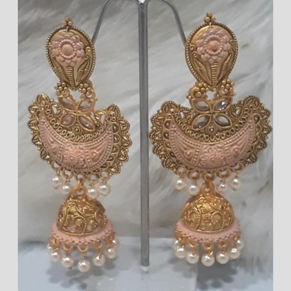 Infinity Jewels Gold Plated Crystal Stone And Meenakari Jhumki Earrings