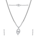 Urthn White Austrian Stone Necklace Set With Maang Tikka (Pack Of 6)