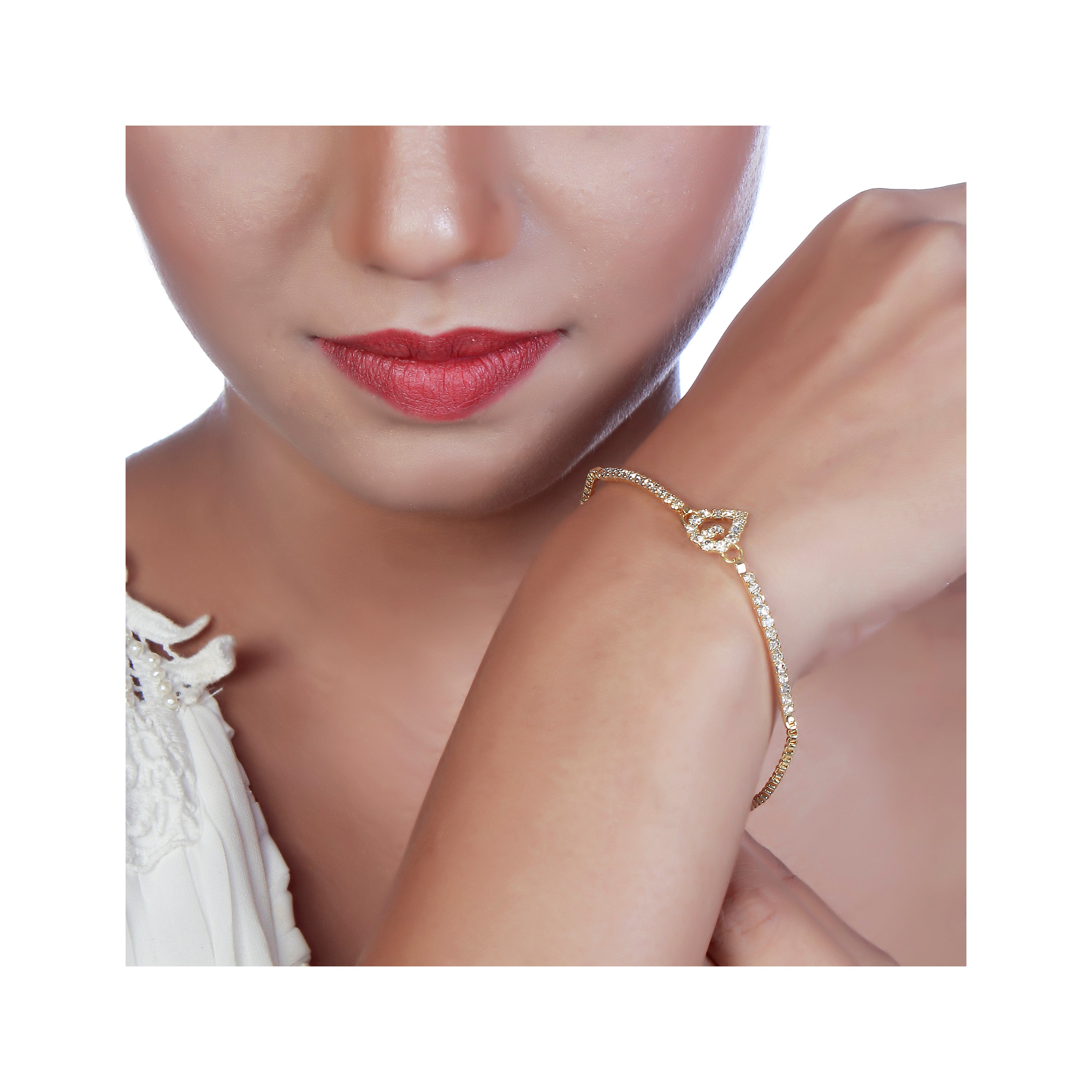 Urthn Austrian Stone Gold Plated Necklace Set With Bracelet (Pack Of 6)