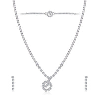 Urthn Austrian Stone Silver Plated Necklace Set With Bracelet (Pack Of 6)