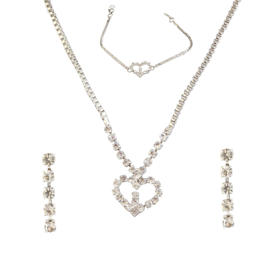 Urthn Silver Plated Necklace Set With Bracelet (Pack Of 6)