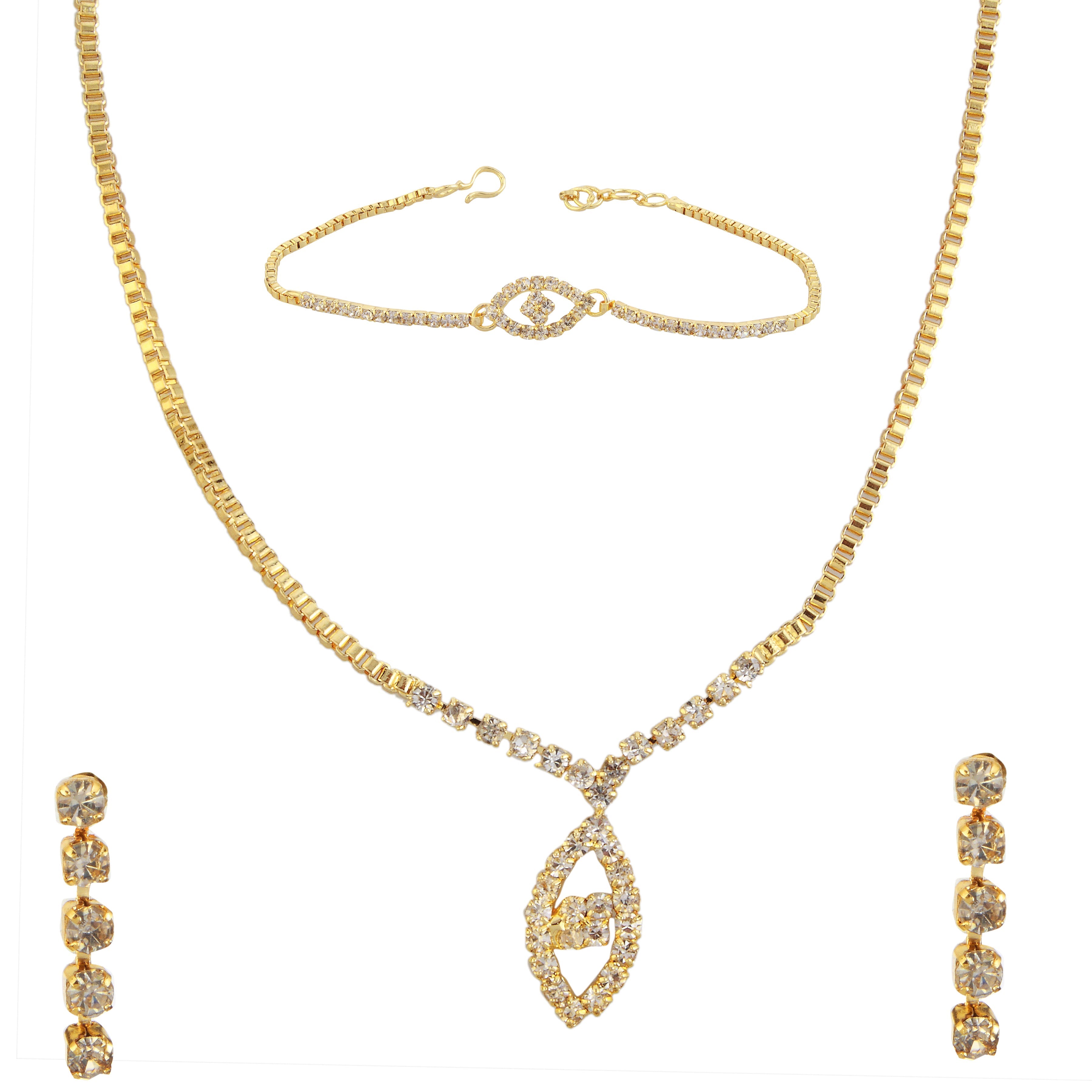 Urthn Gold Plated Necklace Set With Bracelet (Pack Of 6)
