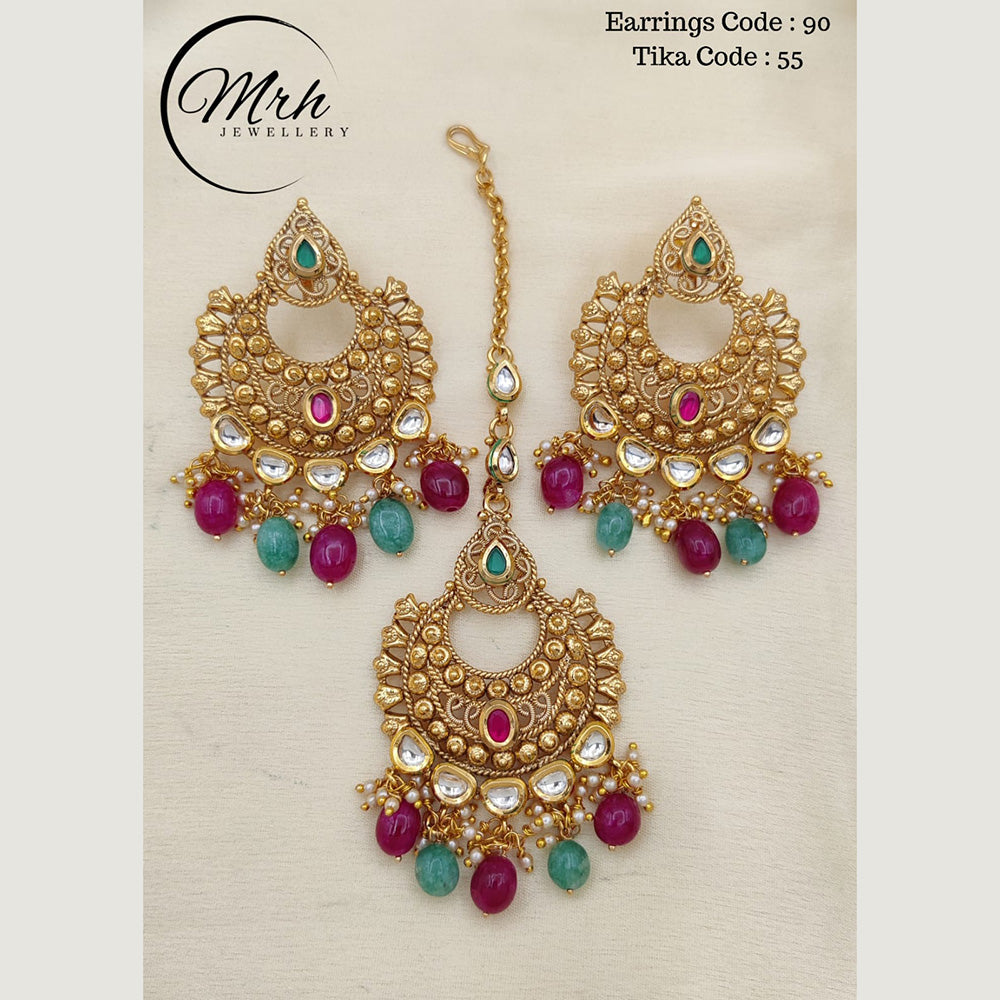 Jewel Addiction Copper Gold Plated Earrings With Mangtikka